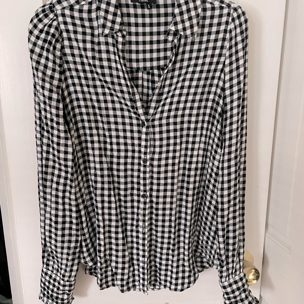 PAIGE Plaid Black & White Gingham Top